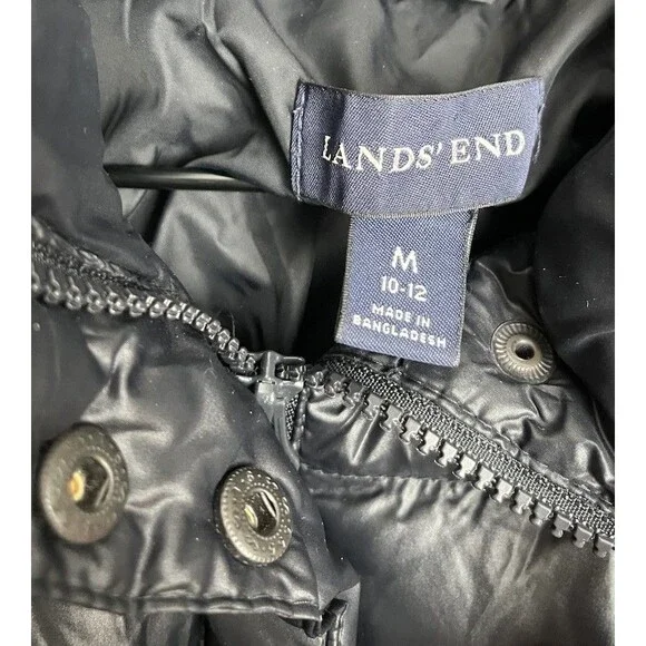Lands' End Women's M 10/12 Down Puffer Jacket - Black - Picture 4 of 7